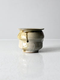 vintage handmade studio pottery vase with drip glaze