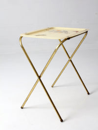 mid-century folding tv tray table with butterfly motif