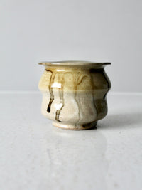 vintage handmade studio pottery vase with drip glaze