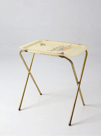 mid-century folding tv tray table with butterfly motif