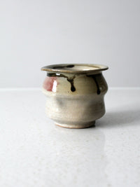 vintage handmade studio pottery vase with drip glaze