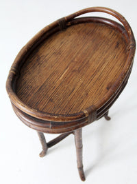 antique rattan tray table