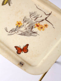 mid-century folding tv tray table with butterfly motif