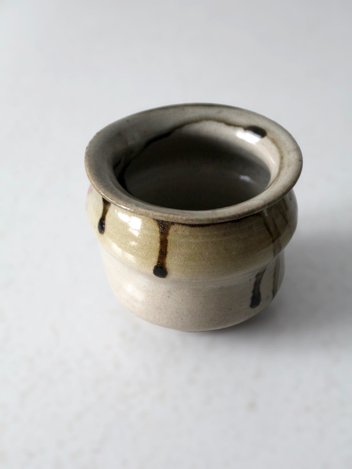 vintage handmade studio pottery vase with drip glaze