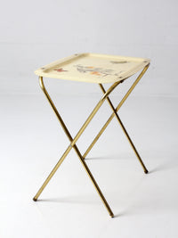 mid-century folding tv tray table with butterfly motif