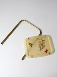 mid-century folding tv tray table with butterfly motif