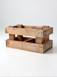 vintage industrial wood crate with divided interior