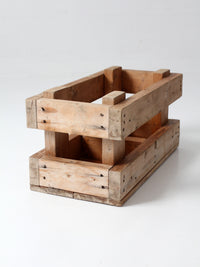 vintage industrial wood crate with divided interior