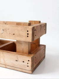 vintage industrial wood crate with divided interior