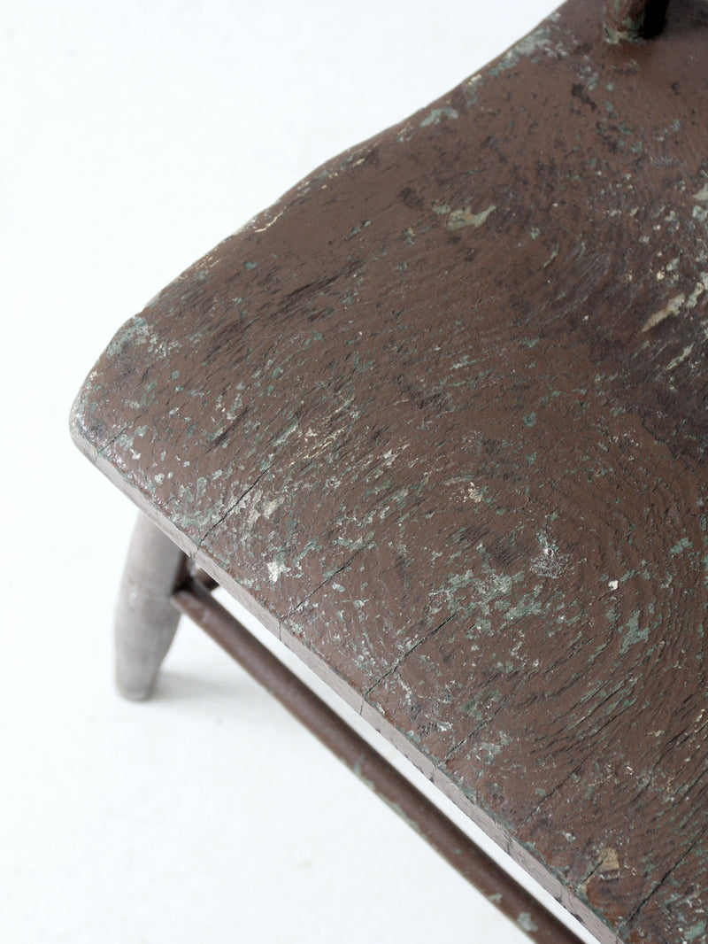 antique primitive plank seat chair