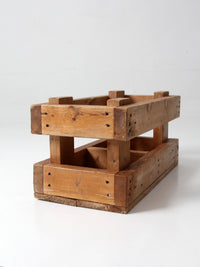 vintage industrial wood crate with divided interior