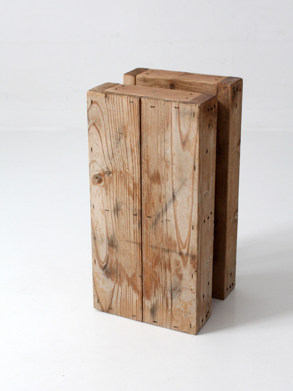 vintage industrial wood crate with divided interior
