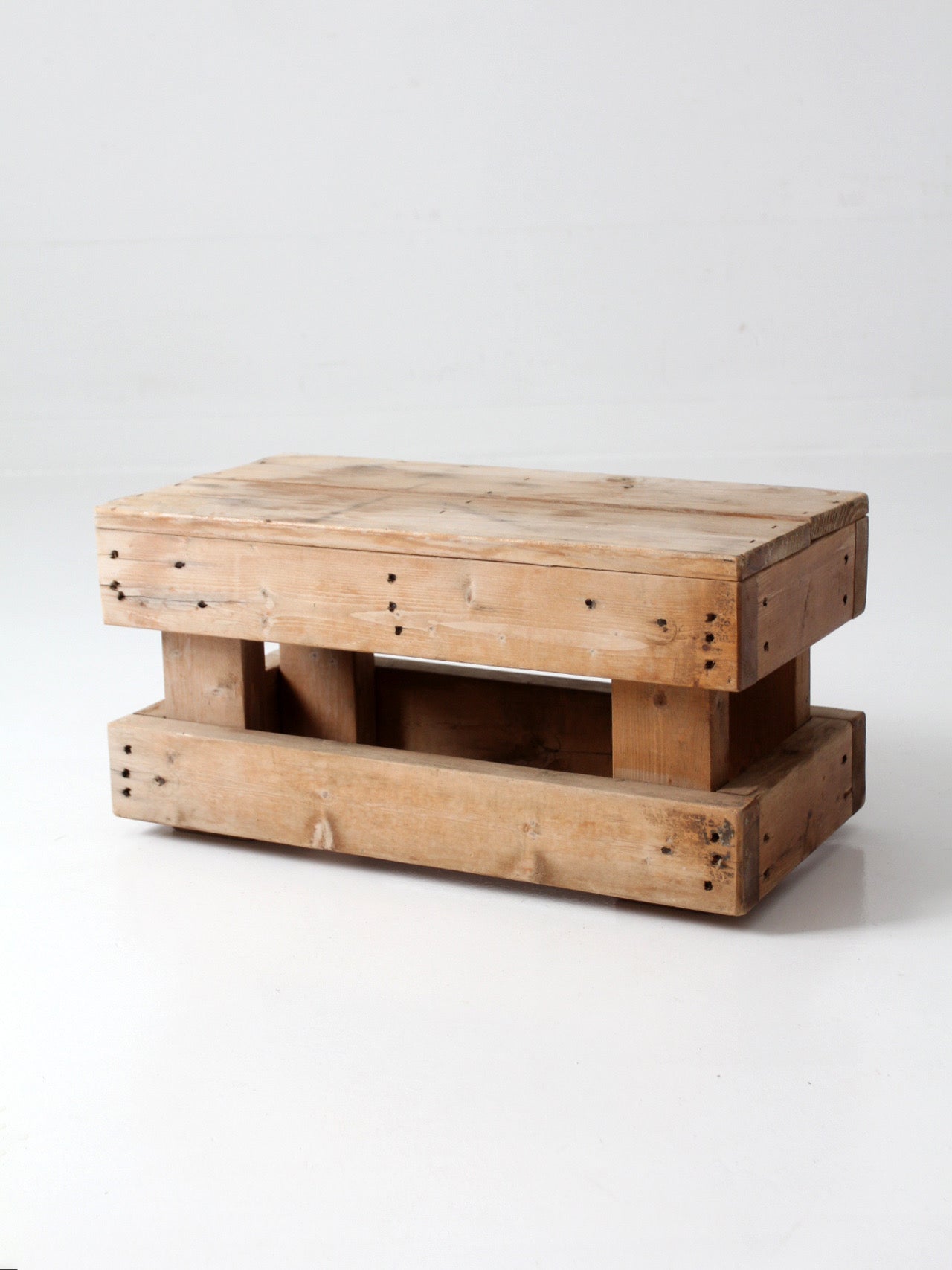 vintage industrial wood crate with divided interior