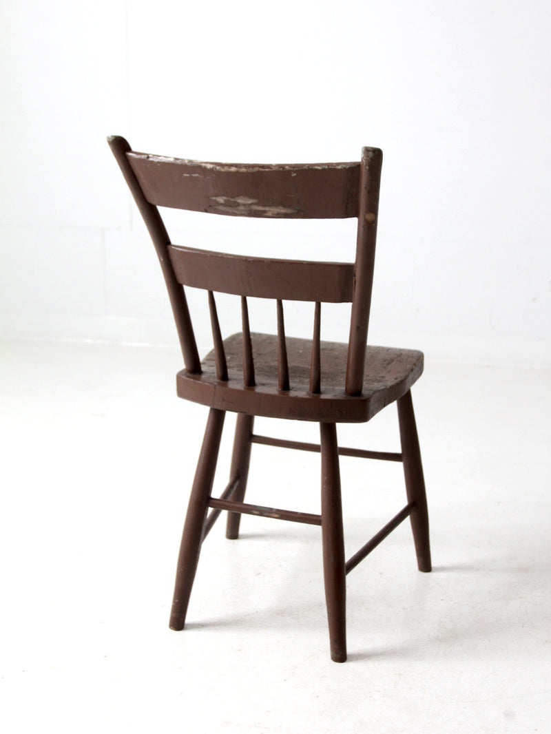 antique primitive plank seat chair