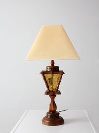 vintage Mediterranean Revival amber glass table lamp