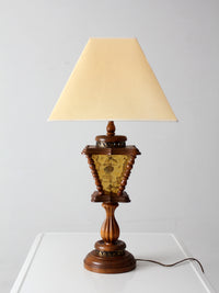 vintage Mediterranean Revival amber glass table lamp