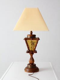 vintage Mediterranean Revival amber glass table lamp