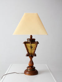 vintage Mediterranean Revival amber glass table lamp