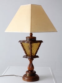 vintage Mediterranean Revival amber glass table lamp