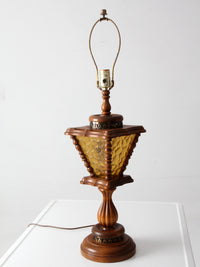 vintage Mediterranean Revival amber glass table lamp