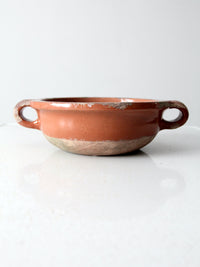 antique terracotta handled earthenware bowl