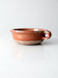 antique terracotta handled earthenware bowl