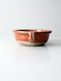 antique terracotta handled earthenware bowl