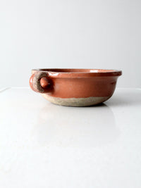 antique terracotta handled earthenware bowl
