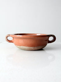 antique terracotta handled earthenware bowl