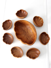 mid-century wood serving bowl set