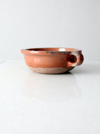 antique terracotta handled earthenware bowl