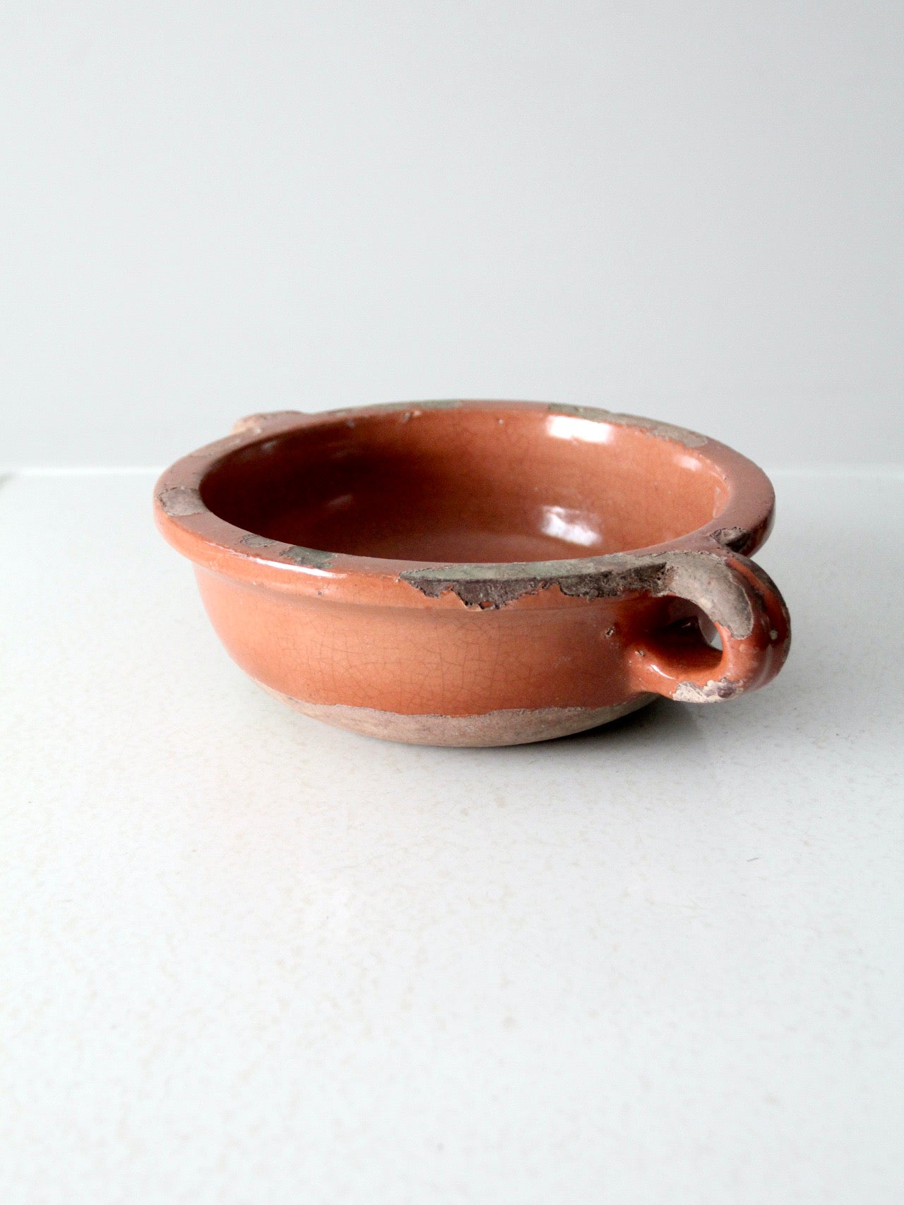 antique terracotta handled earthenware bowl
