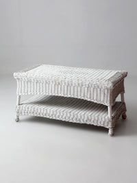 antique white wicker coffee table