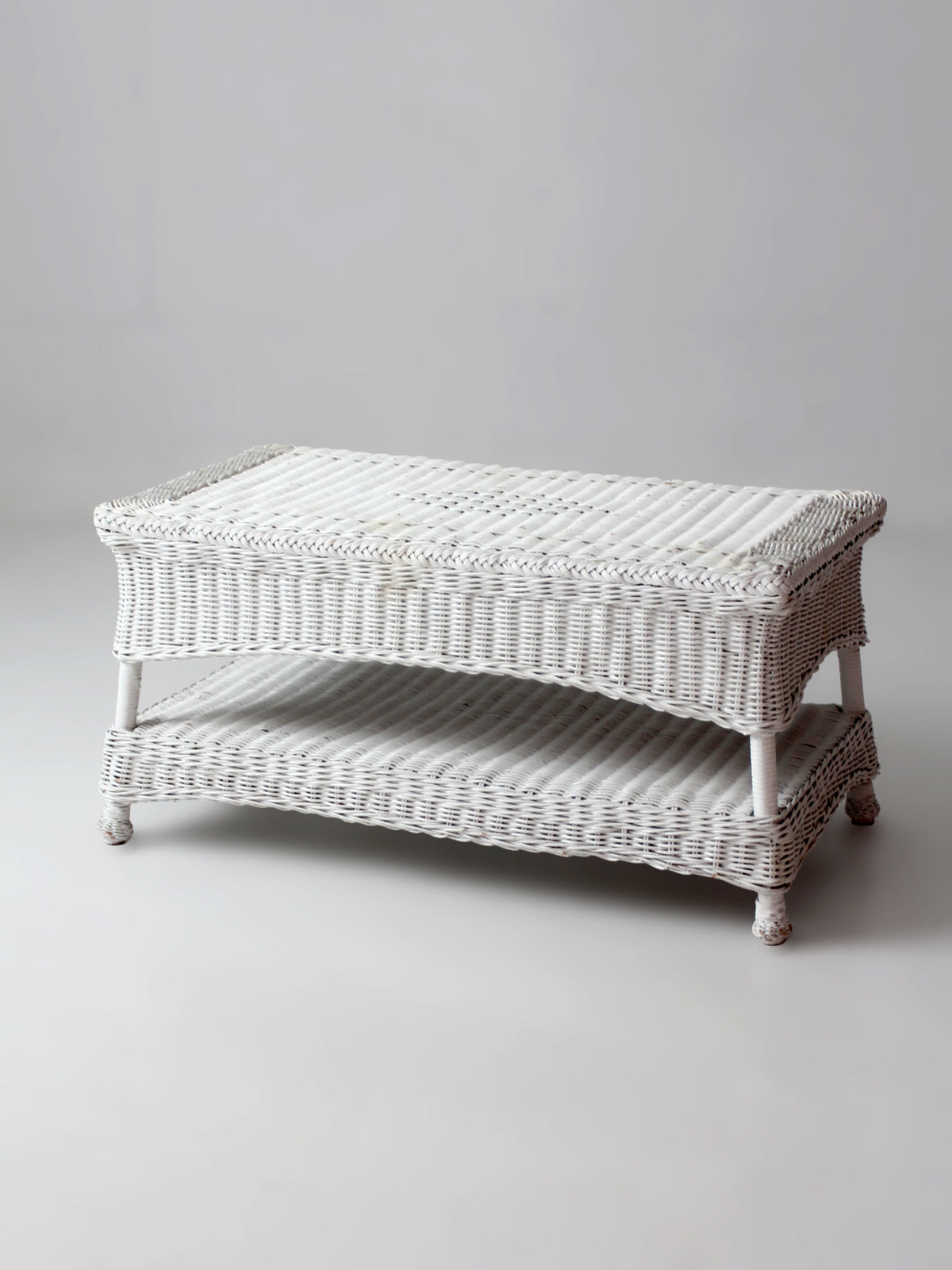 antique white wicker coffee table