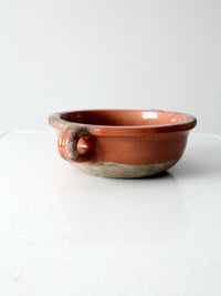 antique terracotta handled earthenware bowl