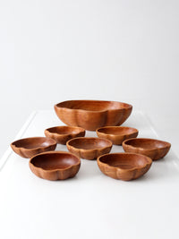 mid-century wood serving bowl set