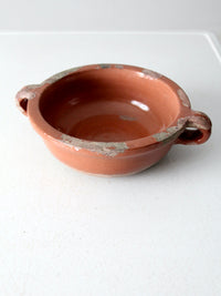 antique terracotta handled earthenware bowl