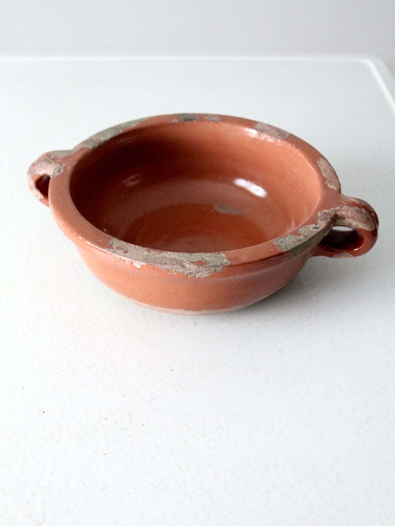antique terracotta handled earthenware bowl