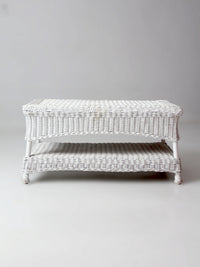 antique white wicker coffee table