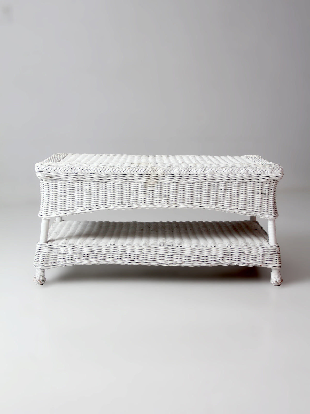 antique white wicker coffee table