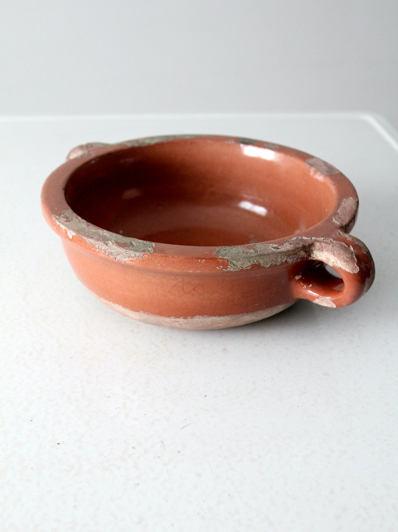 antique terracotta handled earthenware bowl