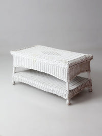 antique white wicker coffee table