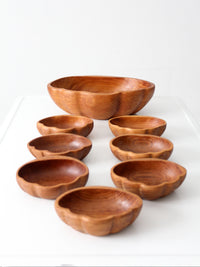 mid-century wood serving bowl set