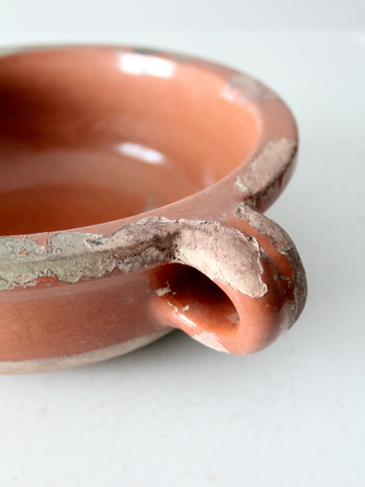 antique terracotta handled earthenware bowl