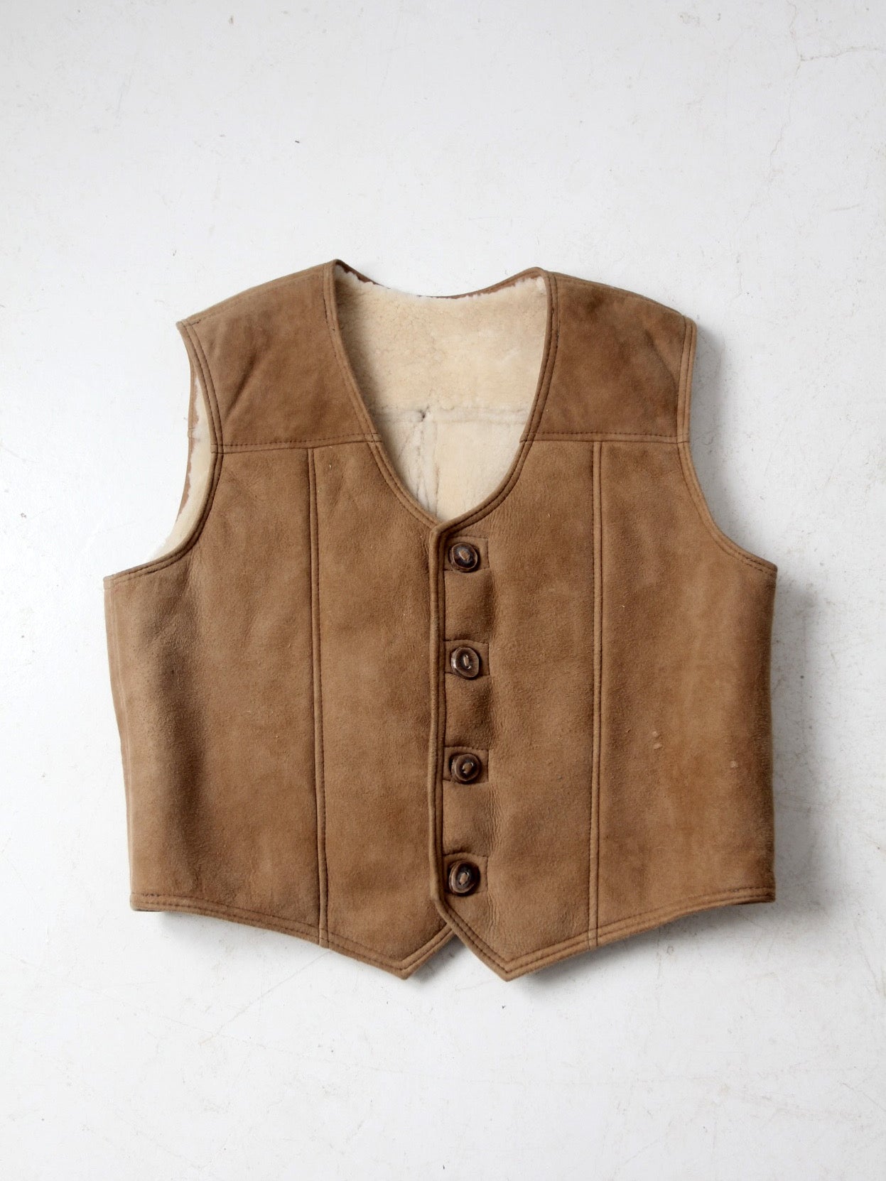 vintage suede vest with sherling lining