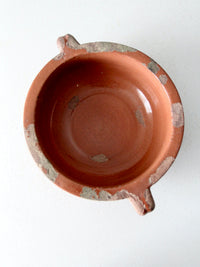 antique terracotta handled earthenware bowl