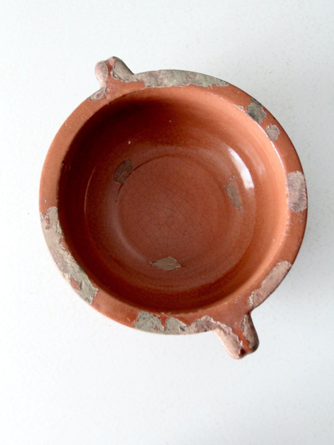 antique terracotta handled earthenware bowl