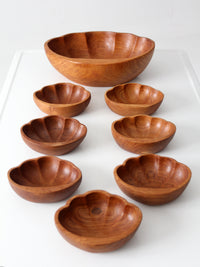 mid-century wood serving bowl set