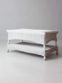 antique white wicker coffee table