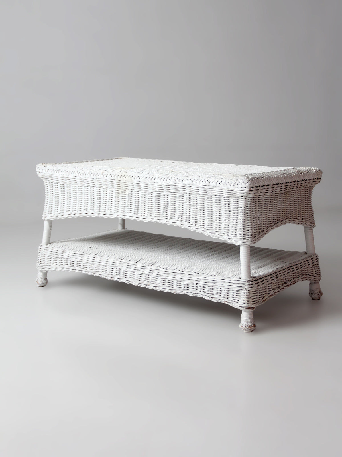 antique white wicker coffee table